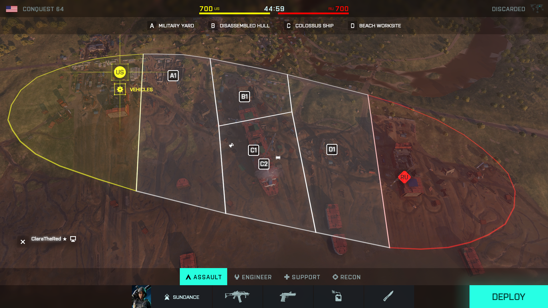 Map Layout of Discarded - core - Conquest - standard