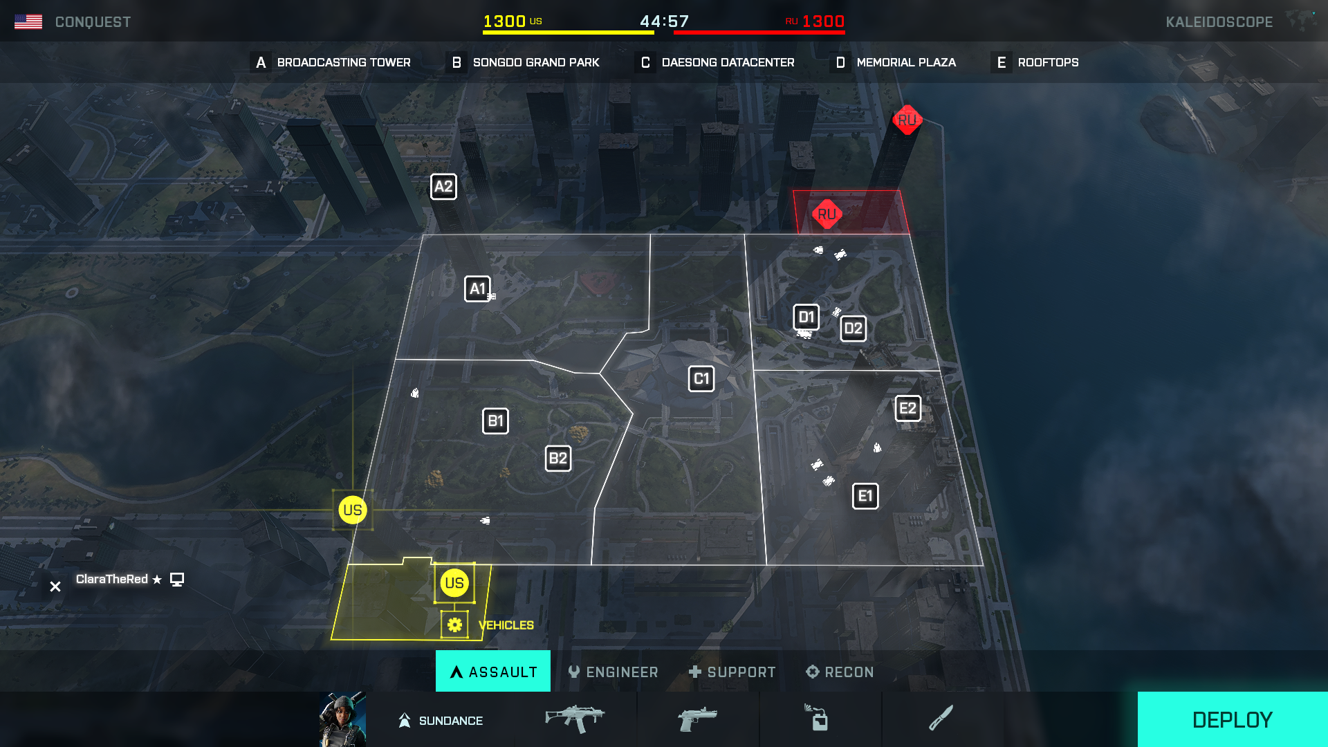 Map Layout of Kaleidoscope - core - Conquest Large - standard
